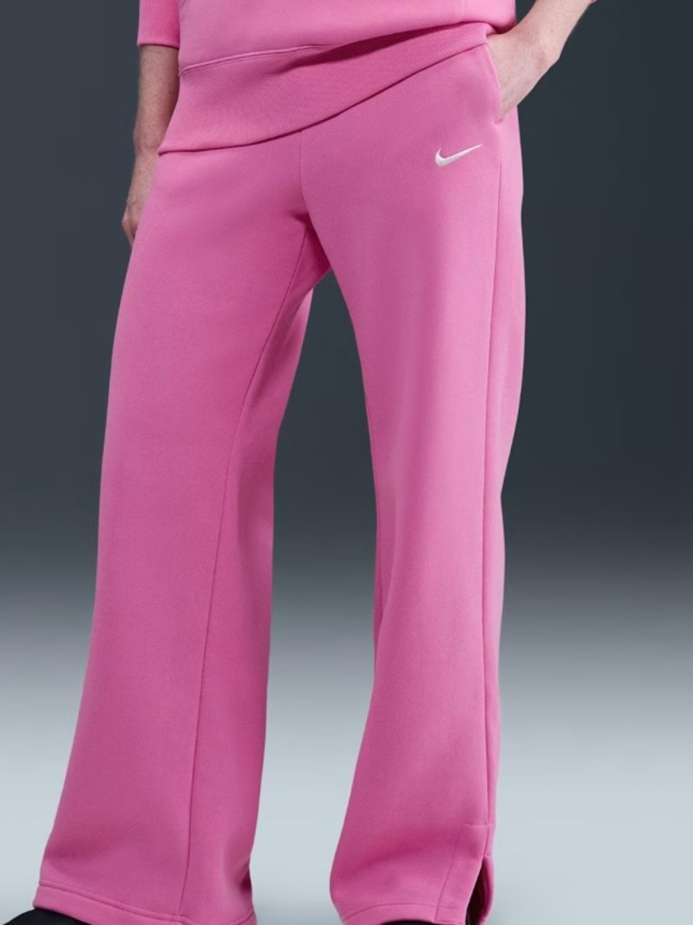 Nike Phoenix Fleece Wide Leg High Waist Sweatpants • Pink XL • NWT